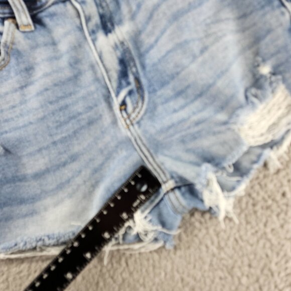 KanCan Shorts Womens 25 Distressed Denim Mid Rise Frayed Hem Raw Cut Casual - Picture 10 of 16